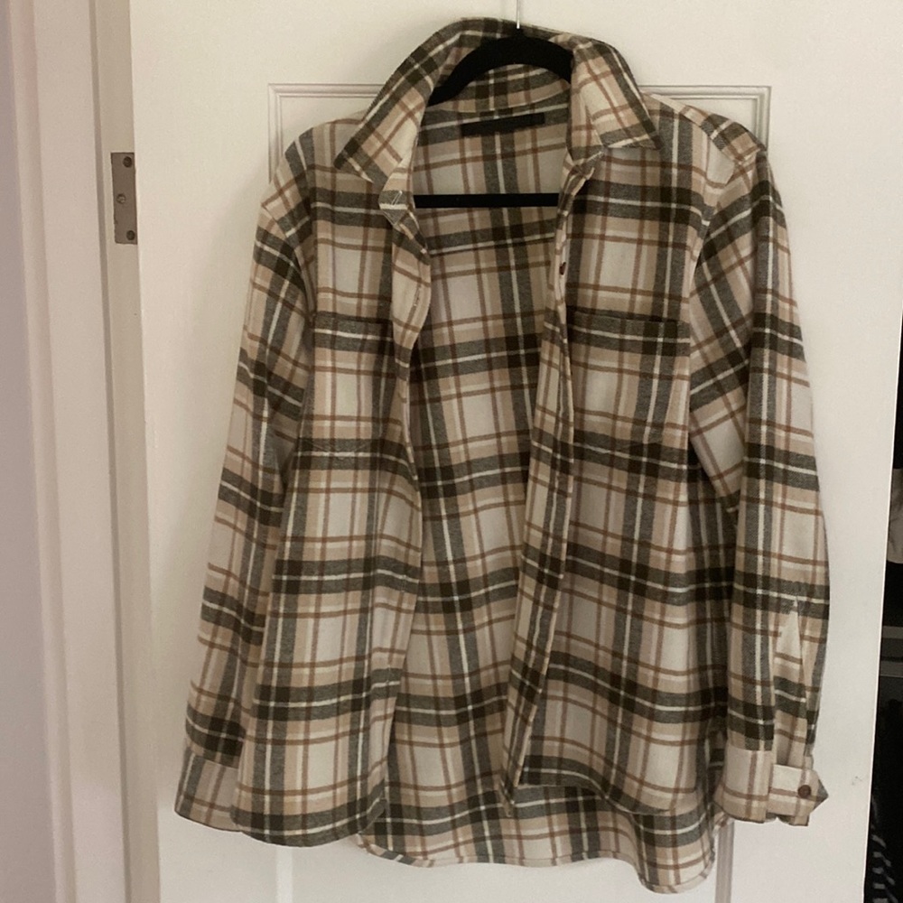 Jenni Kayne plaid wool over shirt size small